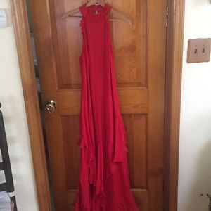 Intermix red ruffle gown